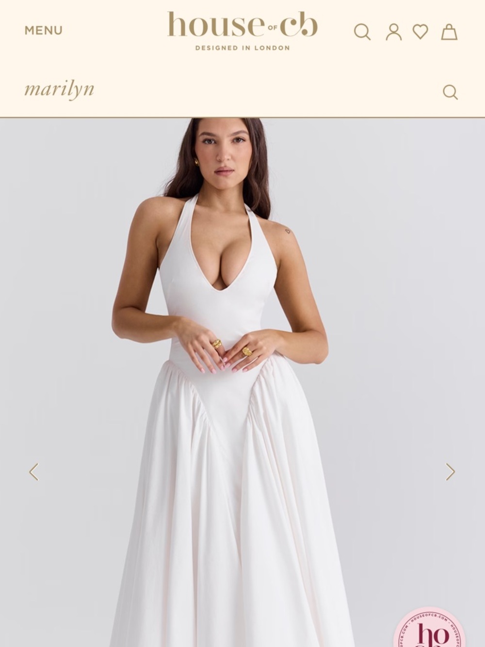House of CB White Backless Halter Maxi Dress